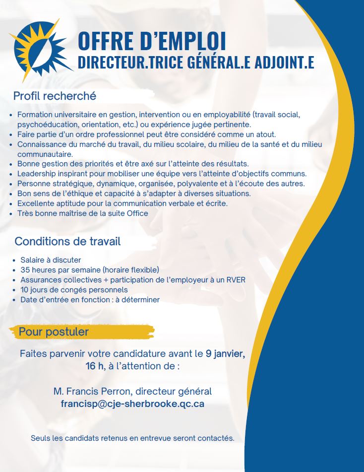 oe directeur general adjoint3 - Offre d'emploi - Directeur.trice général.e adjoint.e